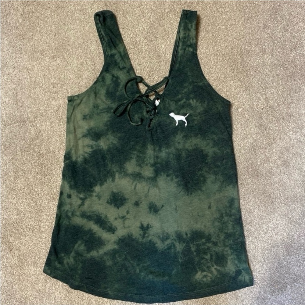 Victoria’s Secret Pink Green Tie Dye Tank Top Size M